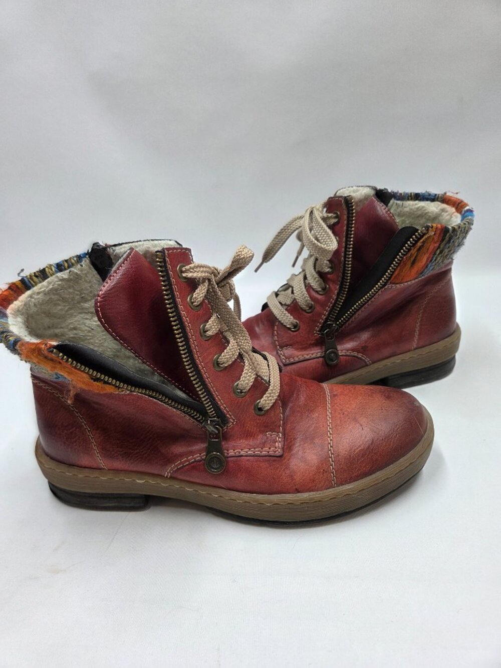Rieker ankle boots EURO size 38 Double Zip and Laces - Picture 6 of 12